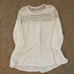 Long sleeve white lace top